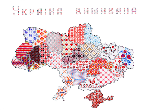 Carte des motifs de broderie par région en Ukraine