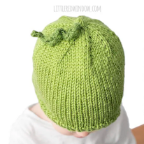 photo d'un bonnet vert avec une vrille comme celle d'un petit pois
