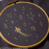 photo d'une broderie d'étoiles dorées