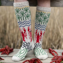 photo dune paire de chaussettes à motifs d'algues et de homards 