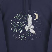 broderie d'une chouette effraie et un croissant de lune